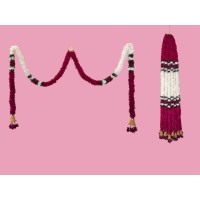 afarza Artificial Flower Garland Toran Wall Hanging for Door Entrance Home Decoration Backdrop Pooja Gift Bandarwal 4Pieces (Rani)-2529