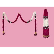 afarza Artificial Flower Garland Toran Wall Hanging for Door Entrance Home Decoration Backdrop Pooja Gift Bandarwal 4Pieces (Rani)-2529