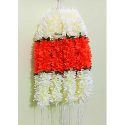 Afarza Gajra For Hair Accessories Artificial Mogra Jasmine Juda Bun  For Women Girls Pack 4 pieces white-orange
