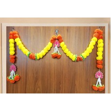 Afarza Artificial Flower Garland Toran for Door Entrance Hanging Marigold with Lotus Latest Home Decoration- 22P1 Afarza Artificial Flower Garland Toran for Door Entrance Hanging Marigold with Lotus Latest Home Decoration- 22P1